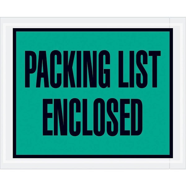Box Partners 4 1/2 X 5 1/2" Green "Packing List Enclosed" Envelopes Cs Of 1000 PL404
