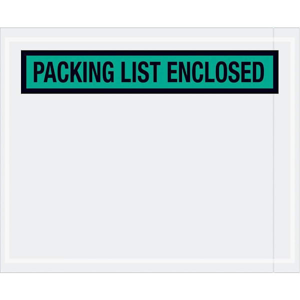 Box Partners 4 1/2 X 5 1/2" Green "Packing List Enclosed" Envelopes Cs Of 1000 PL455