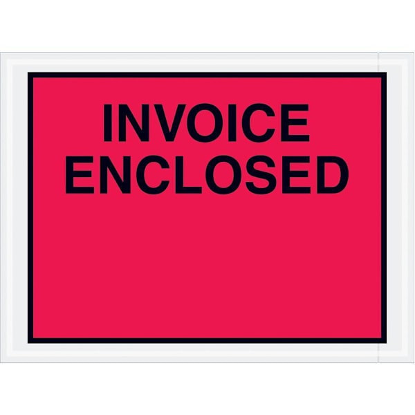 Box Partners 4 1/2 X 6" Red "Invoice Enclosed" Envelopes Cs Of 1000 PL420