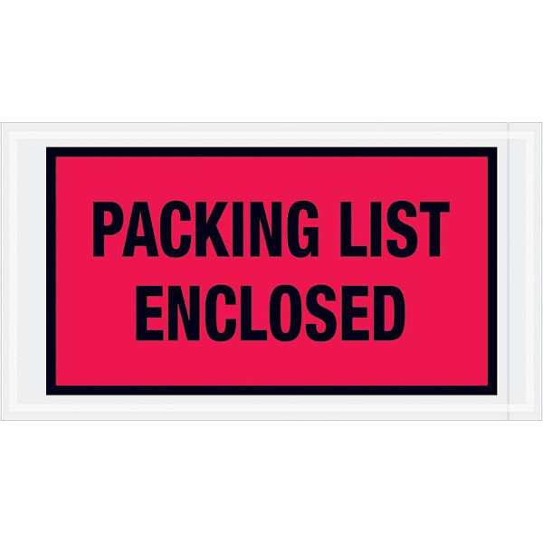 Box Partners 5 1/2 X 10" Red "Packing List Enclosed" Envelopes Cs Of 1000 PL427