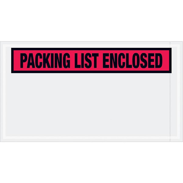 Box Partners 5 1/2 X 10" Red "Packing List Enclosed" Envelopes Cs Of 1000 PL446