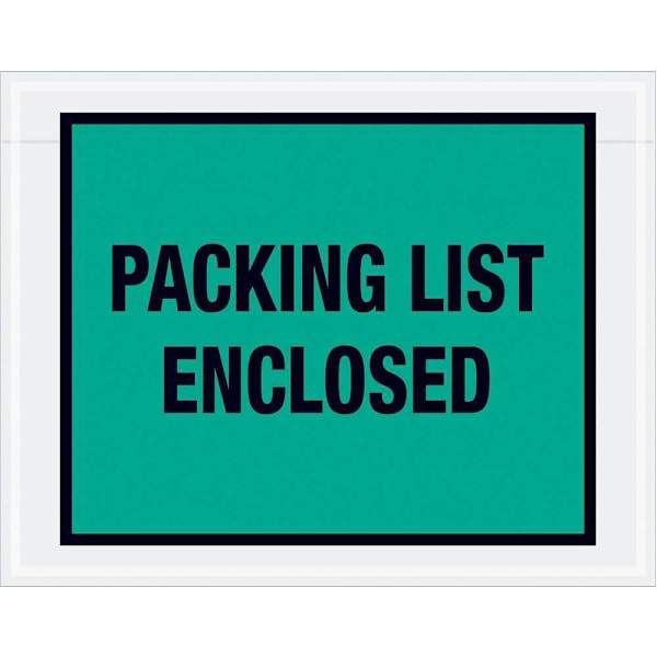 Box Partners 7 X 5 1/2" Green "Packing List Enclosed" Envelopes Cs Of 1000 PL408