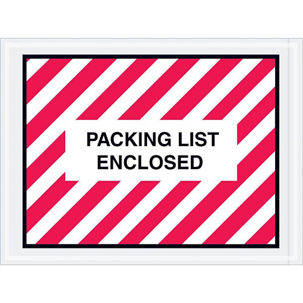 Box Partners 4 1/2 X 6" Red Striped "Packing List Enclosed" Envelopes Cs Of 1000