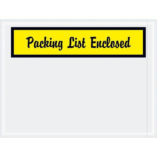 Box Partners 4 1/2 X 6" Yellow "Packing List Enclosed" Envelopes Case Of 1000 PL443