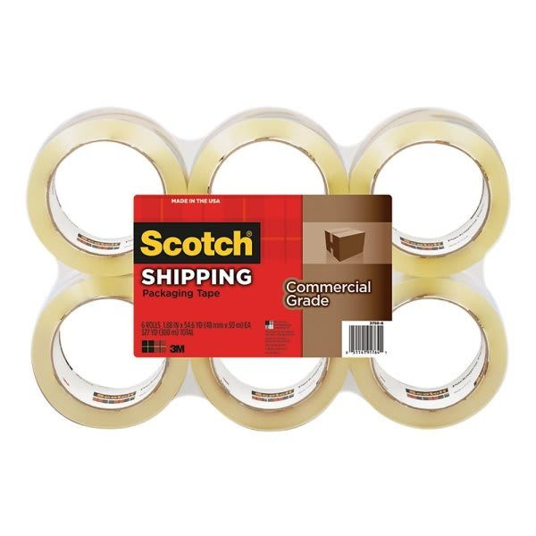 Scotch Clear Commercial Grade Packing Tape 1.88" X 54.6 Yd Pack Of 6