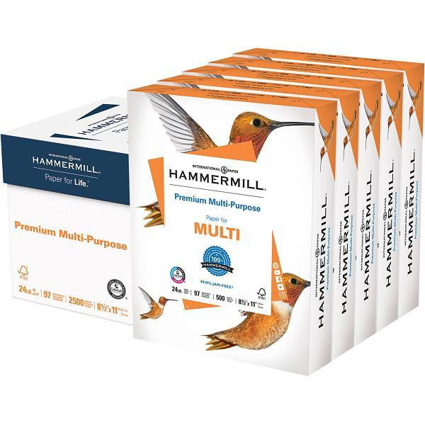 Hammermill Premium Copy Paper 8.5"X11" 24 Lb Basis Weight Case Of 5