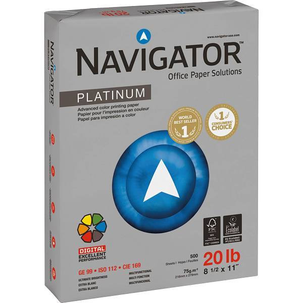 Navigator Platinum Copy Paper 8.5"X11" 20 Lb Basis Weight Case Of 10
