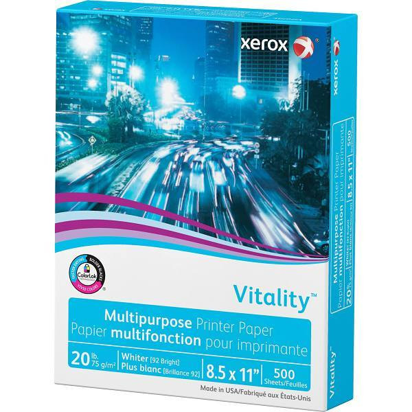 Xerox Vitality Copy Paper 8.5"X11" 20 Lb Basis Weight Package Of 500