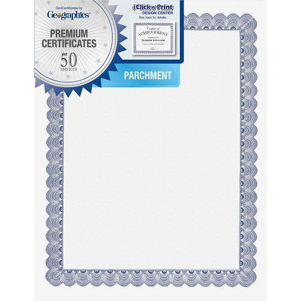 Geographics Premium Certificates Parchment 8.5"X11" Package Of 50