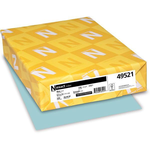Neenah Exact Index Cardstock 8.5"X11" 110 Lb Basis Weight Blue Package Of 250