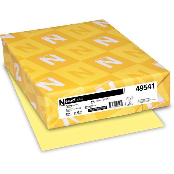 Neenah Exact Index Cardstock 8.5"X11" 110 Lb Basis Weight Canary Package Of 250