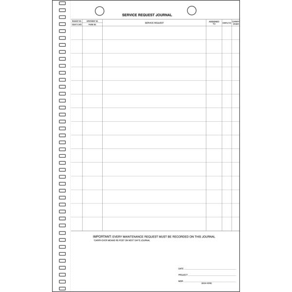 Maintenance Journal Pegboard, Package Of 100