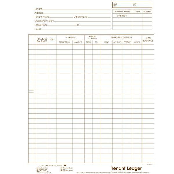 Tenant Ledger Card, Package Of 100