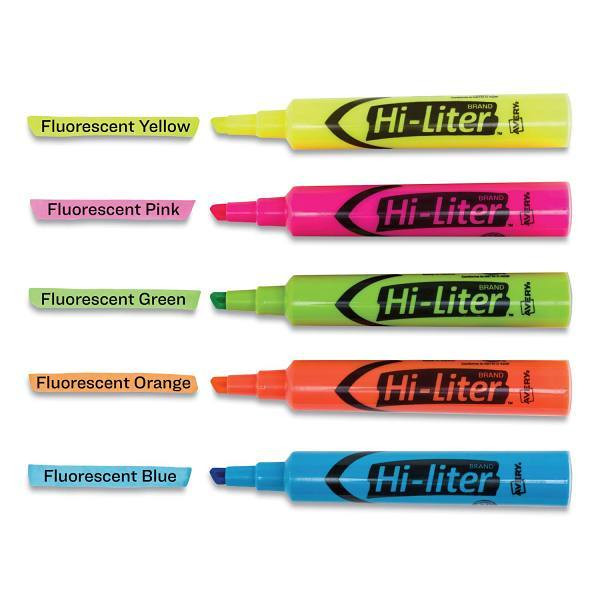 Avery Hi-Liter Highlighters Assorted Ink/Barrel Colors Chisel Tip Package Of 12
