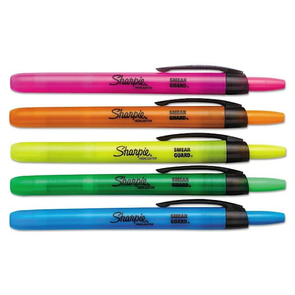 Sharpie Highlighters Assorted Ink/Barrel Colors Chisel Tip Package Of 5