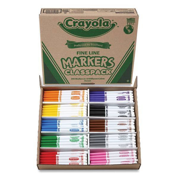 Crayola Fine Line Classpack Non-Washable Marker Assorted Colors Package Of 200