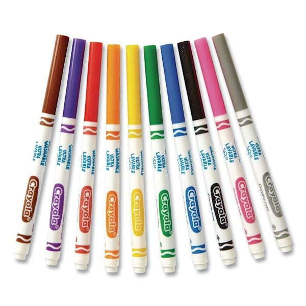 Crayola Ultra-Clean Washable Markers Fine Bullet Tip Asst Colors Package Of 12