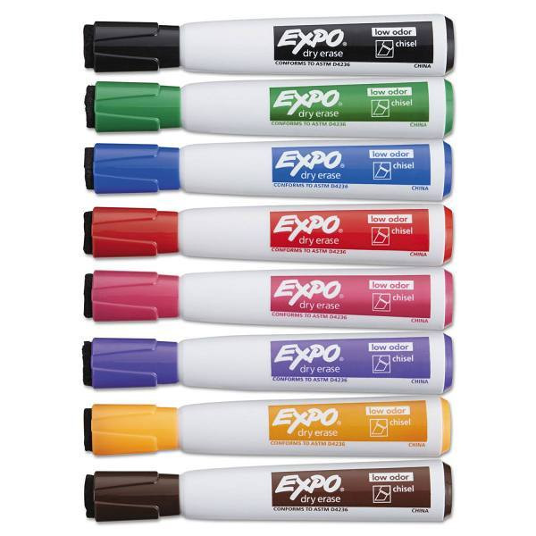 Expo Magnetic Dry Erase Marker Broad Chisel Tip Assorted Colors Package Of 8