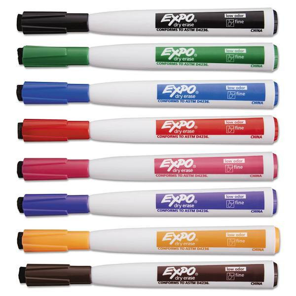 Expo Magnetic Dry Erase Marker Fine Bullet Tip Assorted Colors Package Of 8
