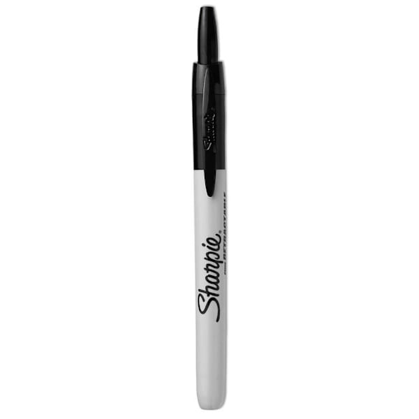 Sharpie Retractable Permanent Marker Fine Bullet Tip Black Package Of 12