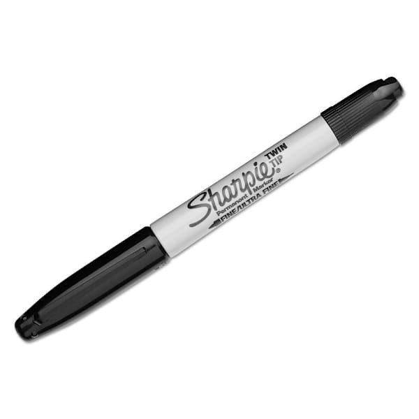 Sharpie Twin-Tip Permanent Marker Extra-Fine/Fine Bullet Tip Black Package Of 12