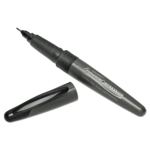 Skilcraft Permanent Impression Marker, Extra-Fine Needle, Black, Package Of 12