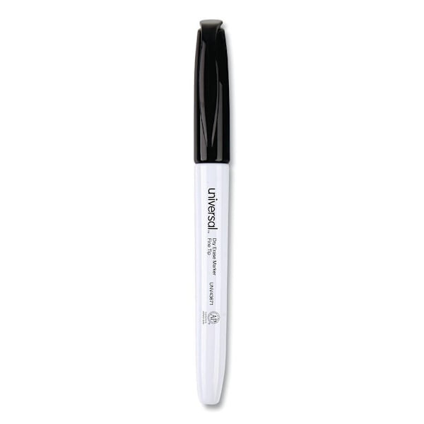 Universal Pen Style Dry Erase Marker Fine Bullet Tip Black Dozen Package Of 12