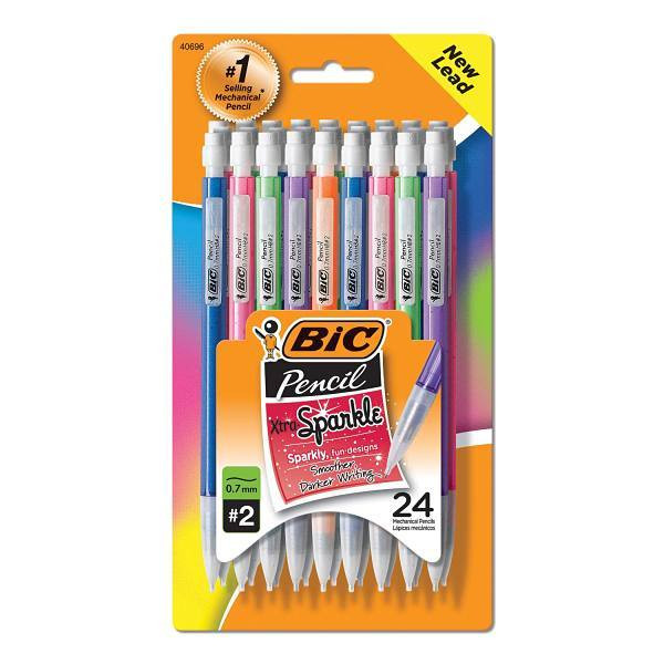 Bic Xtra-Sparkle Mechanical Pencil 0.7 Mm Hb #2 Asst Barrel Colors Package Of 24