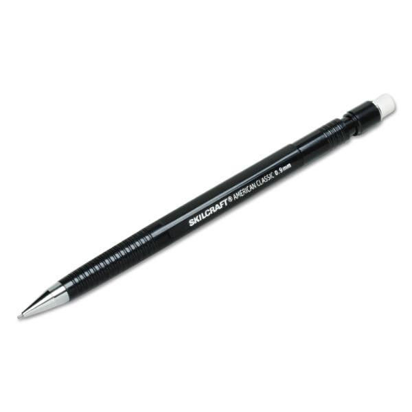 Skilcraft American Mechanical Pencil, 0.9 Mm, Black Lead & Barrel, Package Of 12