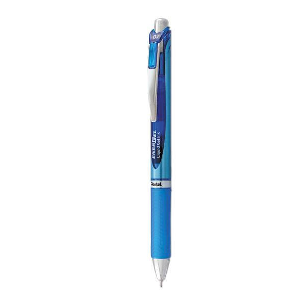 Pentel Energel Rtx Gel Pen Retractable Med .7mm Blue Ink Blue/Light Blue Barrel BLN77-C