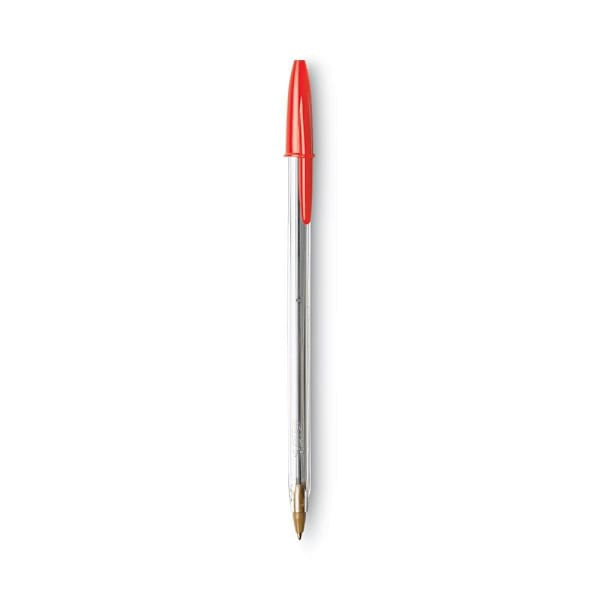 Bic Cristal Xtra Smooth Ballpoint Pen 1 Mm Red Ink Clear Brl Package Of 12