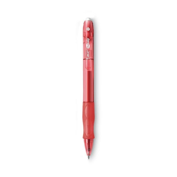 Bic Gel-Ocity Gel Pen 0.7 Mm Red Ink Translucent Red Brl Package Of 12