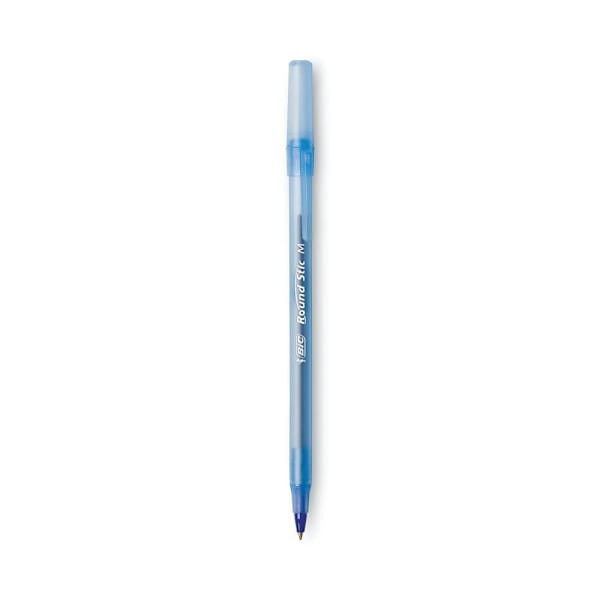 Bic Round Stic Xtra Life Pen 1 Mm Blue Ink Translucent Blue Barrel Package Of 12