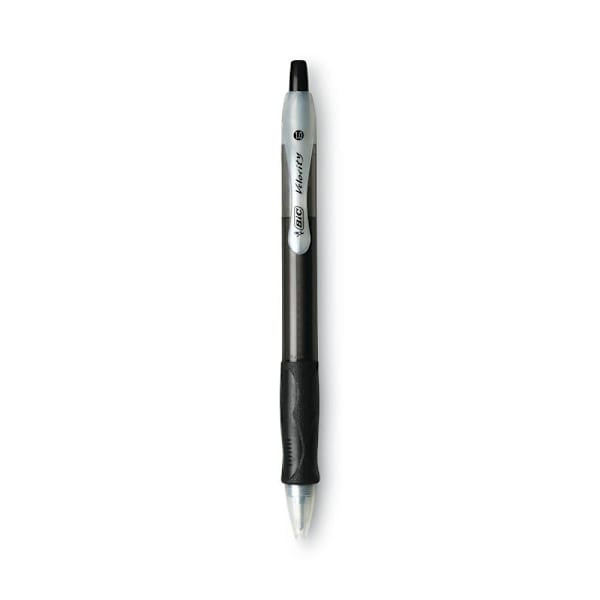 Bic Velocity Easy Glide Pen 1 Mm Black Ink Translucent Black Brl Package Of 12