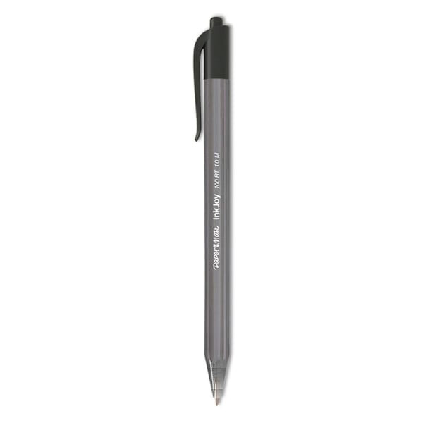 Paper Mate Inkjoy 100 Rt Pen 1 Mm Black Ink Smoke/Black Barrel Package Of 12