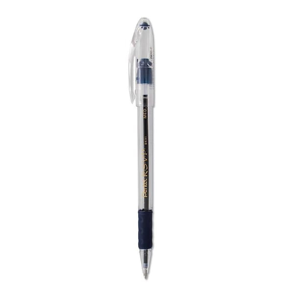 Pentel R.s.v.p. Pen Stick Medium 1 Mm Blue Ink Clear/Blue Barrel Package Of 12