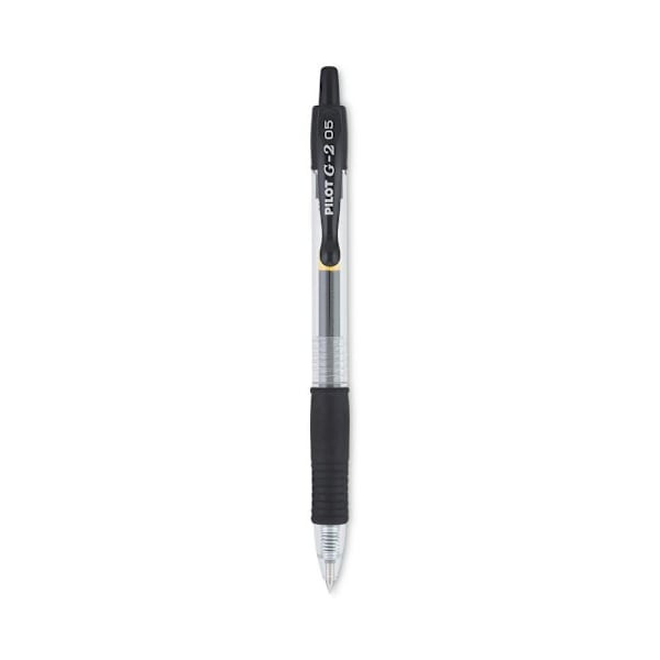 Pilot G2 Gel Pen Extra-Fine 0.5 Mm Black Ink Smoke/Black Barrel Package Of 12