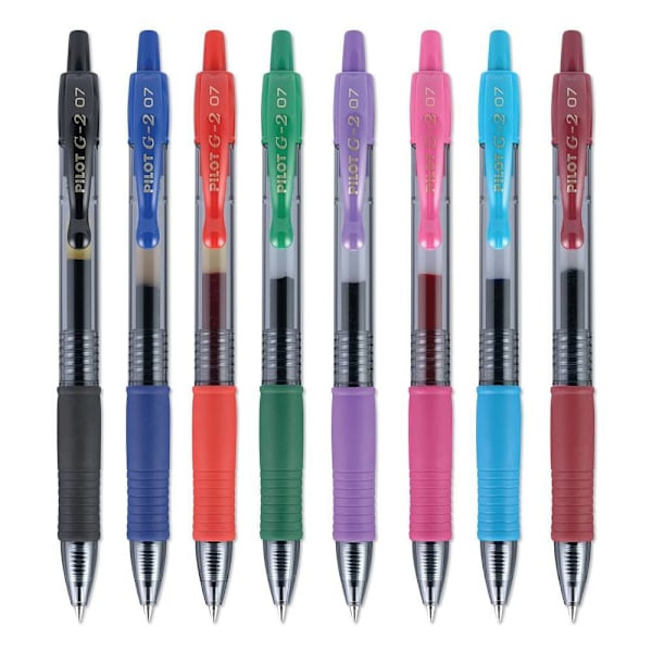 Pilot G2 Premium Gel Pen Fine 0.7 Mm Assorted Ink And Barrel Colors Package Of 8