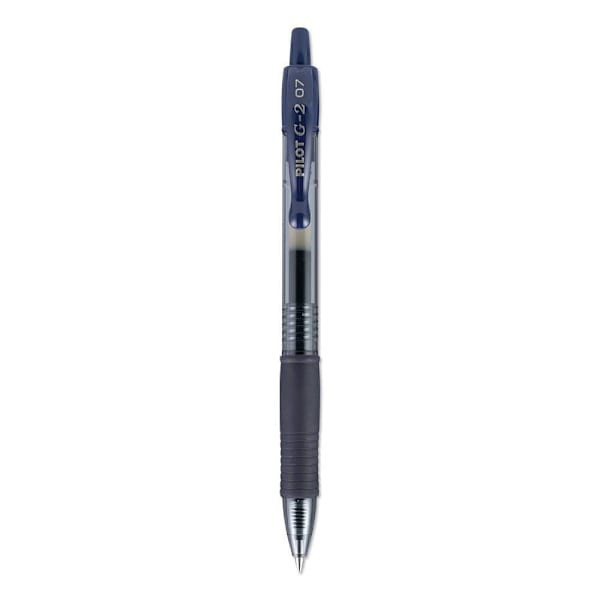 Pilot G2 Premium Gel Pen Fine 0.7 Mm Navy Blue Ink Smoke/Blue Brl Package Of 12