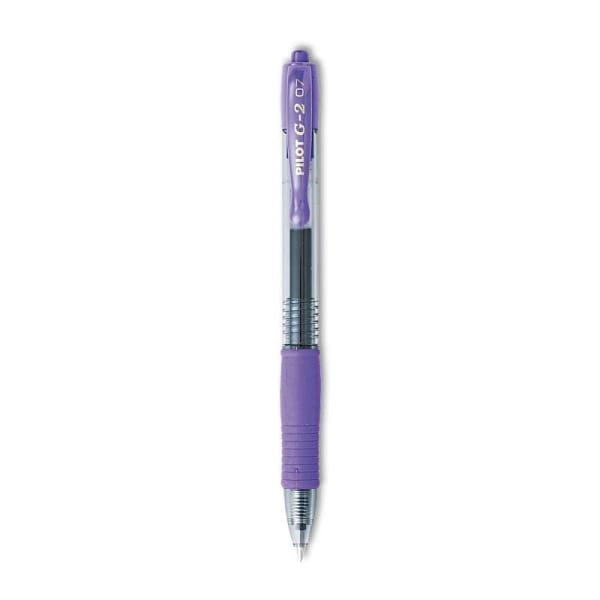 Pilot G2 Premium Gel Pen Fine 0.7 Mm Purple Ink Smoke/Purple Brl Package Of 12
