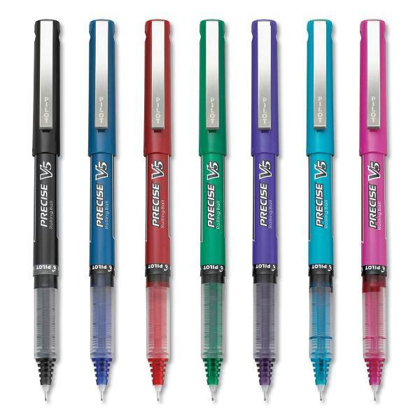 Pilot V5 Rollerball Pen Extra-Fine 0.5 Mm Asst Ink/Barrel Colors Package Of 7