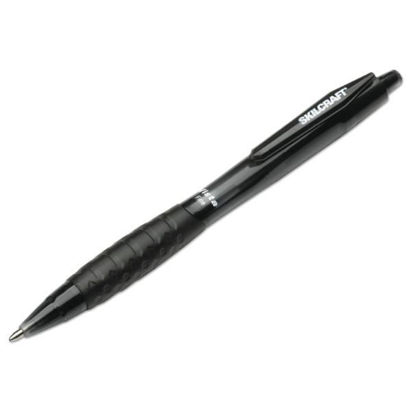 Skilcraft Vista Retract Ballpoint Pen, Black Ink, Smoke Barrel, Package Of 12
