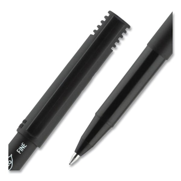 Uni-Ball Onyx Rollerball Pen Stick Fine 0.7 Mm Black Ink Black Brl Package Of 12
