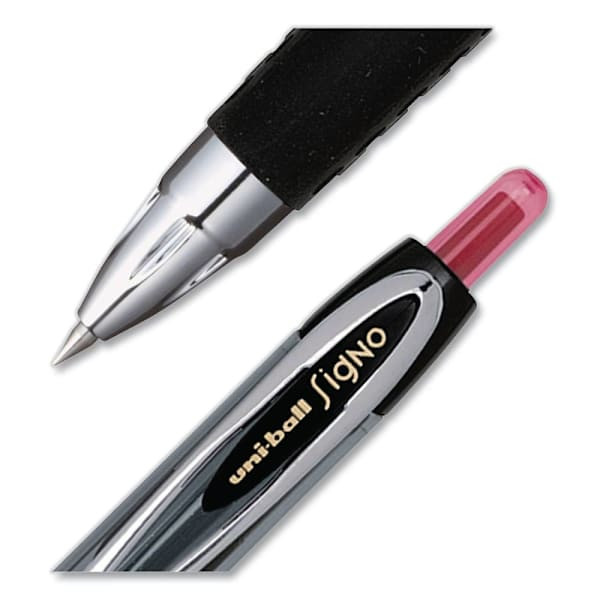 Uni-Ball Signo 207 Gel Fine 0.5 Mm Red Ink Smoke/Black/Red Barrel Package Of 12