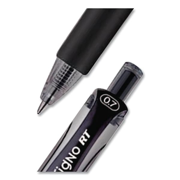 Uni-Ball Signo Gel Pen 0.7 Mm Black Ink Silver/Black Brl Package Of 12