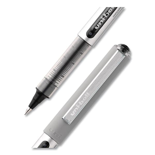Uni-Ball Vision Rollerball Pen Fine 0.7 Mm Black Ink Slvr/Blk/Clr Package Of 12