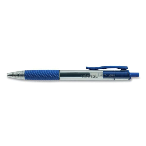 Universal Comfort Grip Gel Pen 0.7 Mm Blue Ink Clear/Blue Brl Package Of 12