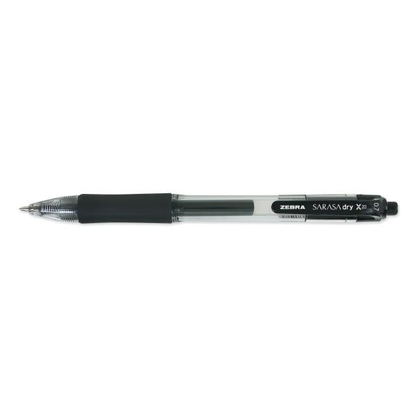Zebra Sarasa Dry Gel X20 Gel Pen Medium 0.7 Mm Black Ink Smoke Barrel