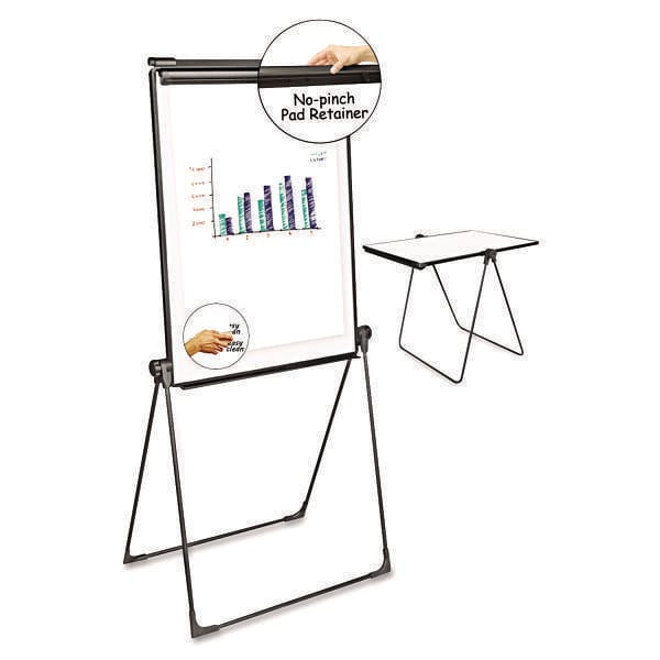 Universal Foldable Double-Side Dry Erase Easel 29"X41" White-Black Plastic Frame
