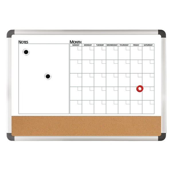 Foray 3-In-1 Monthly Planner/Cork/Magnetic Dry-Erase Board 24 X 36inch